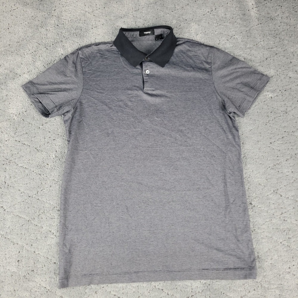 Theory Polo Shirt Mens S Gray Short Sleeve Collared Preppy